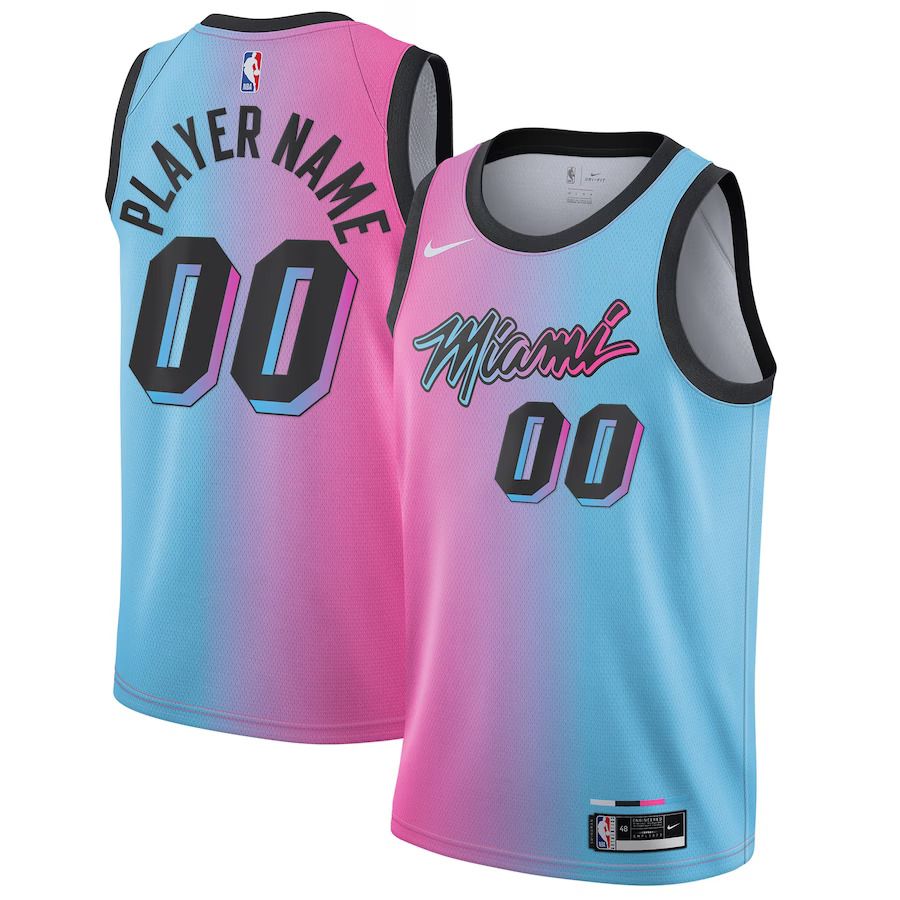 Men Miami Heat Nike Pink Blue City Edition Swingman Custom NBA Jersey